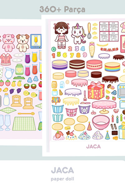 JACA Paper Doll Kes-Yapıştır-Oyna Restoran İşletme Mega Set 360+ Parça İnce M...