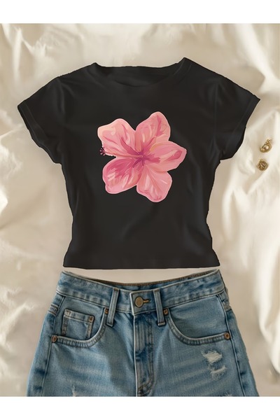 Toum Ζώνη Ανδρική Ρετρό Μπλούζα με Λουλούδια Κοντό