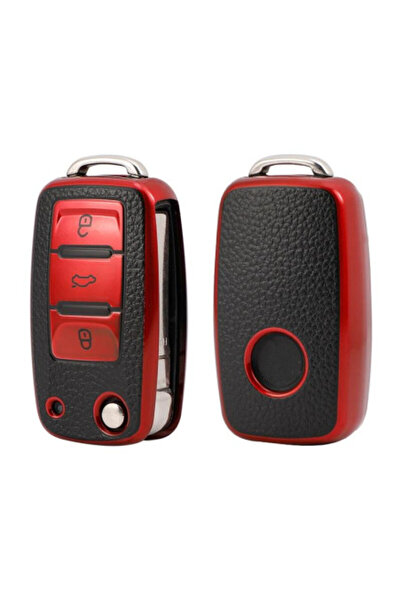 VW Husă cheie TPU (cu inserții din piele) pentru VW, Skoda, Seat