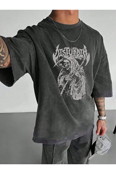 LOTS MODA Μπλουζάκι με στάμπα, κορυφαίας ποιότητας, vintage πλυμένο, στυλ δρό...