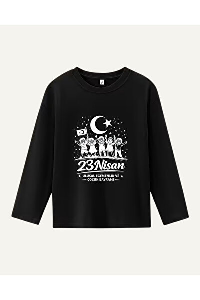 haha تيشيرت بأكمام طويلة مطبوع عليه 23 أبريل للأطفال