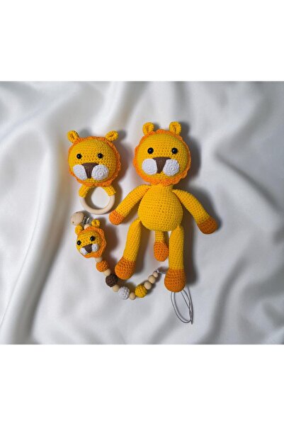 diclecollection Amigurumi Aslan Hediyelik Yenidoğan Set Örgü Oyuncak/Uyku, Oy...