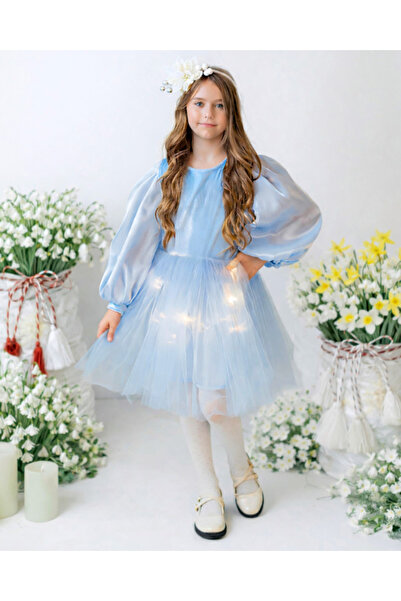 fustite cu luminite Μικρό Φόρεμα με Μπλε Φωτάκια, Ανοιξιάτικο Τούτου - 3-4 ετ...