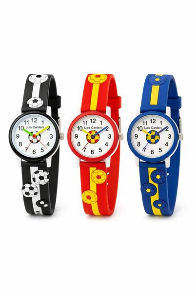 Rodium Children's Wristwatch Triple Fan Set