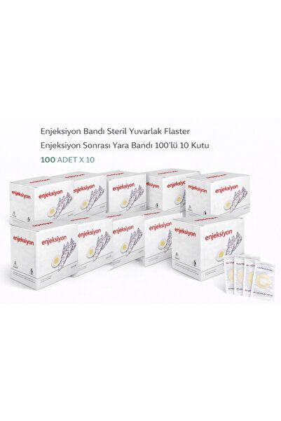 Enjeksiyon Bandı Steril Yuvarlak Flaster Enjeksiyon Sonrası Yara Bandı 100’lü 10 Kutu