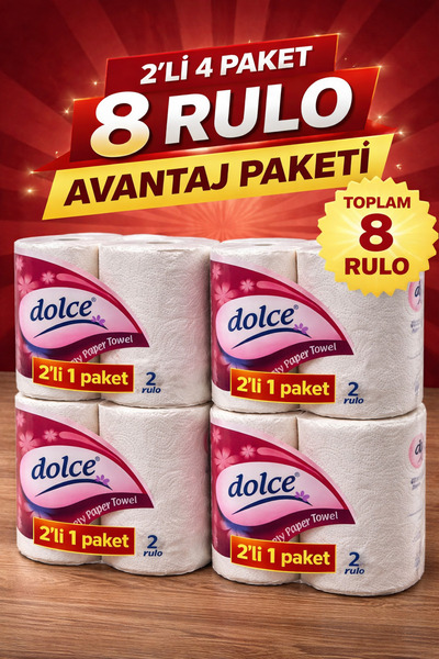 OSKA GLOBAL Dolce Double Layer Paper Towels 2-Roll 4-Pack High Absorbency Mul...