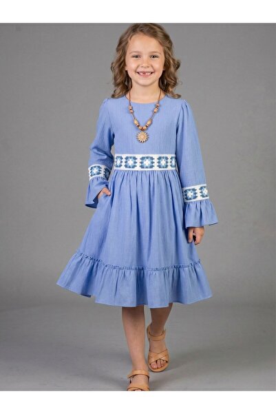 Cherrys Bebek Παιδικό φόρεμα με κολιέ και ρίγες