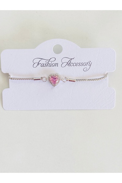 Ustaeller سوار فضي اللون مع قلب وردي