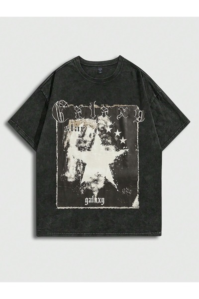 ZEMLİYA Μπλουζάκι με στάμπα, κορυφαίας ποιότητας, vintage πλυμένο, στυλ δρόμο...