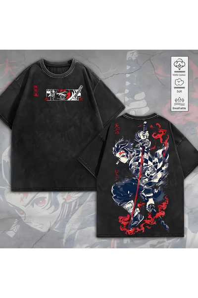 Mella&Co Anime Oversize T-Shirt - Anthracite Vintage Washed - 100% Cotton