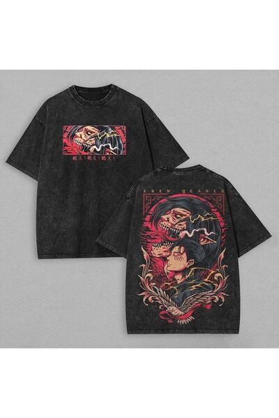 Mella&Co Anime Oversize T-Shirt - Anthracite Vintage Washed - 100% Cotton