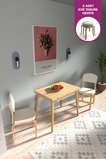 VİLİNZE Ege Sandalye Avanos Ahşap MDF Mutfak Masası Takımı - 90x120 cm