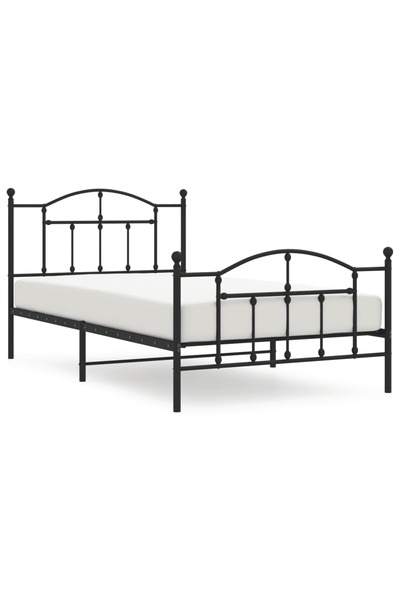 vidaxl Cadru pat metalic cu tăblii de cap/picioare, negru, 107x203 cm