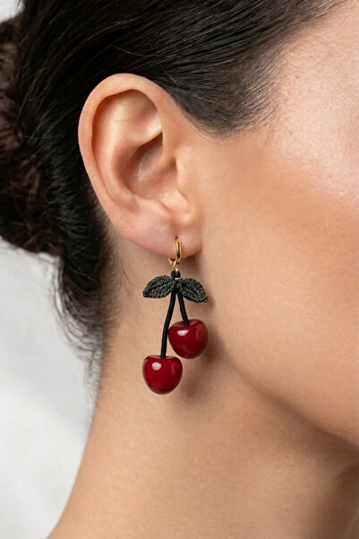 PETEK AKSESUAR Dangle Acrylic Cherry Earrings