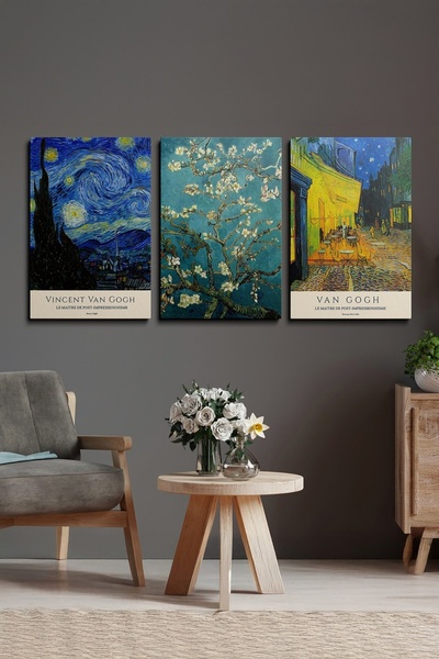 OEM Set de tablouri decorative Re-Bloom, 3 piese, pânză/lemn, multicolor, 50 ...