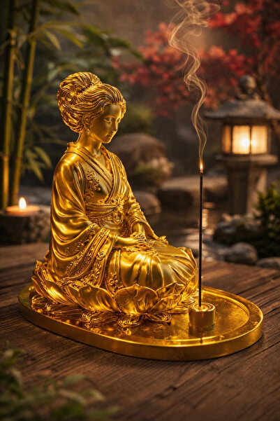 Otscraft Studio Altın Lotus Meditasyon Tütsülüğü Dekoratif Tütsülük