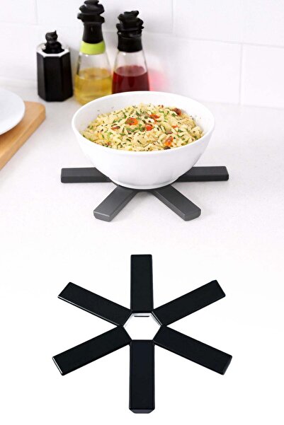 omilife Μαύρο πτυσσόμενο στήριγμα κατσαρόλας, ανθεκτικό στη θερμότητα, αντιολ...