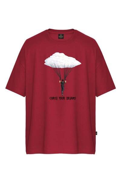 Espina Premium Men's Chase Your Dreams Cloud Printed Oversize T-Shirt