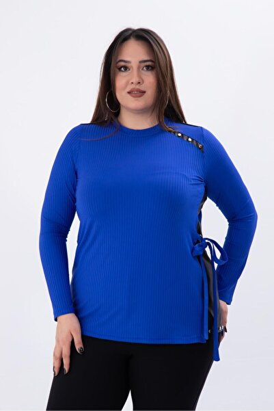 Roxxlen Γυναικεία μπλούζα μεγάλου μεγέθους με καρφιτσωτή πόρπη στο πλάι