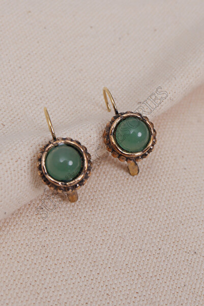Süspüs Accessories Oval Authentic Earrings with Aventurine Stone
