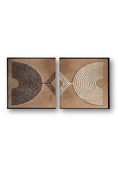OEM Set de pictură decorativă Re-Bloom, 2 piese, pânză/lemn, maro/alb/negru, ...