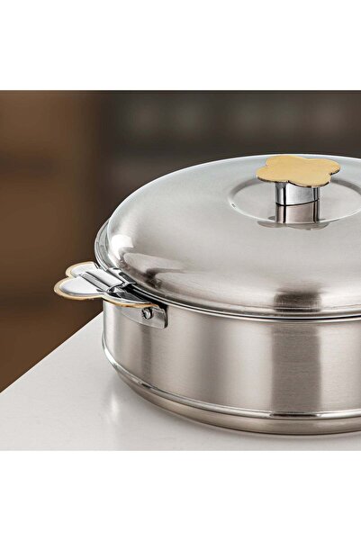 Almarjan Vida Hot Pot Set 3 Pieces 2.5 L, 3.5 L & 5 L Matt Silver & Gold