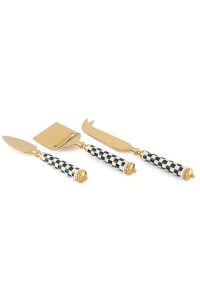 Mikasa Moor Gold Black and White 3-Piece Cheese Serving Set
