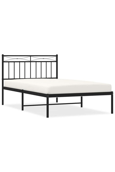 vidaxl Metal bed frame with headboard, black, 100x200 cm
