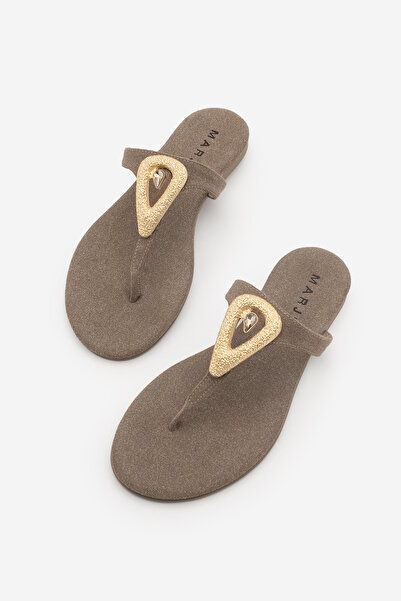 Marjin Γυναικείες παντόφλες με λεπτά λουράκια, χρυσή μεταλλική πόρπη και πέτρ...