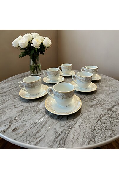 OEM Σετ Κεραμικών Κούπες Καφέ Πολυτελείας, 6 Κούπες + 6 Πιατάκια, Κομψό Σχέδι...