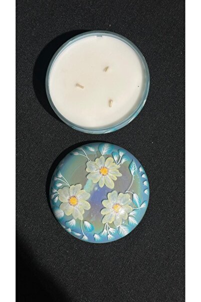 Mikasa Moor Mavi Çiçek Cam Kapaklı Mum 13x9cm