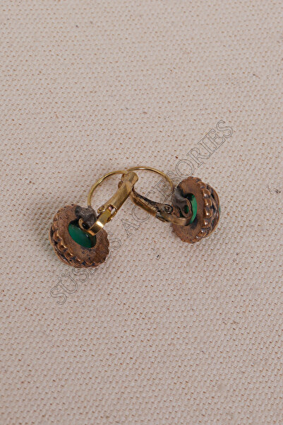 Süspüs Accessories أقراط أصلية بيضاوية من الحجر الأخضر