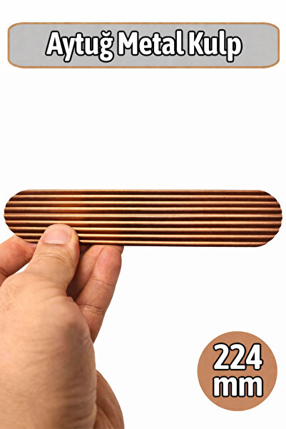 Badem10 Aytuğ 224 mm Ροζ Χρώμα Λαβή Συρταριού Ευρεία Τ Οβάλ Ριγέ Μοντέρνα Λαβ...