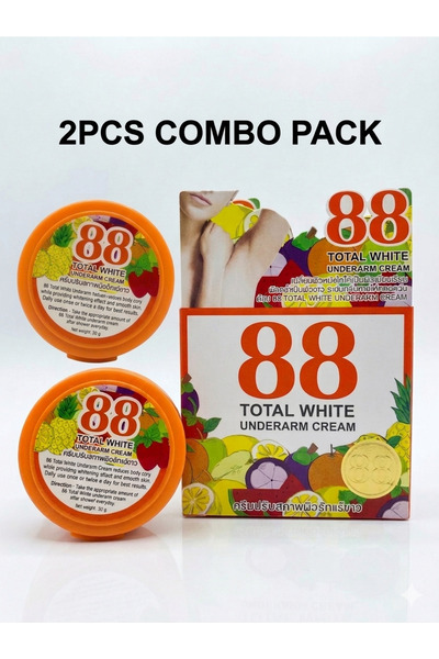 88 Total White كريم تفتيح منطقة تحت الإبط 2 قطعة - مجموعة متكاملة لتفتيح البش...
