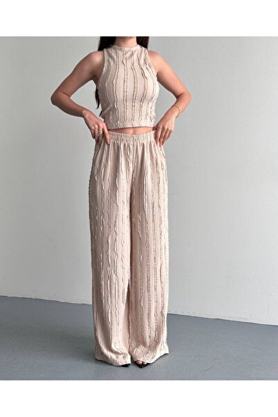Gül Maison Set de pantaloni crop confortabili de vară, elegant, casual, din d...