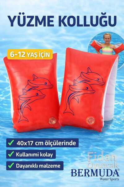 Fidan oyuncak Yunus Balığı Desenli Çocuk Havuz Deniz Yüzme Kolluğu 6-12 Yaş