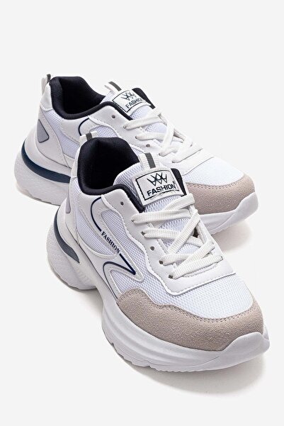 CCWAY AYAKKABI Γυναικεία αθλητικά παπούτσια Anorak με σχέδιο στο πλάι, ΛΕΥΚΟ ...