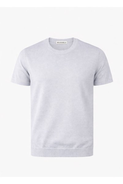 BRANDHILLS Gray Color Crew Neck Basic Knitwear