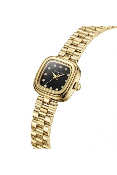 LOLLY STORE Women's Gold Classic Watch with a Dark Modern Touch