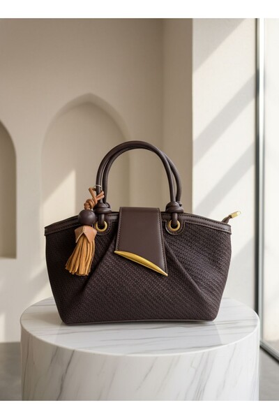 NUR KARACA B37165 Women's Hand and Shoulder Bag with Straw Look, Stylish Desi...