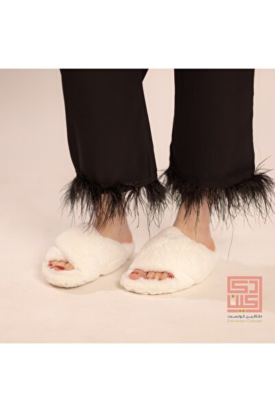 Dakakeen Concept White Fur Slippers Size 36 – Soft Plush Lining, Warm & Comfo...