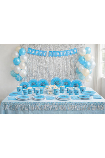 Dizayn Parti Evi DZYN Mavi Happy Birthday Parti Seti 45 Parça – 8 x Tabak, Ba...