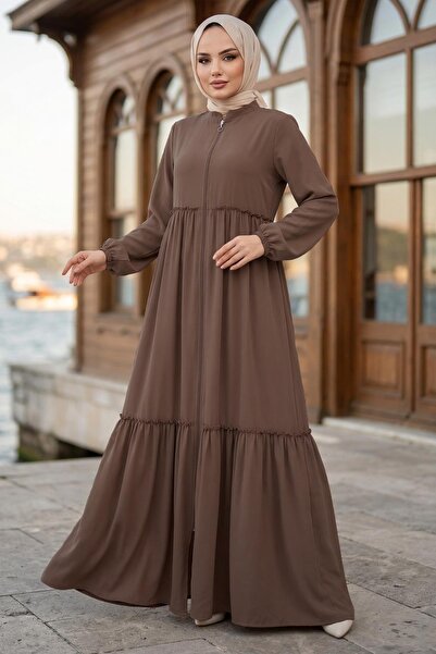 hafsamina Φεράσε με λεπτομέρεια με κορδόνια, ανοιχτό καφέ HM2034