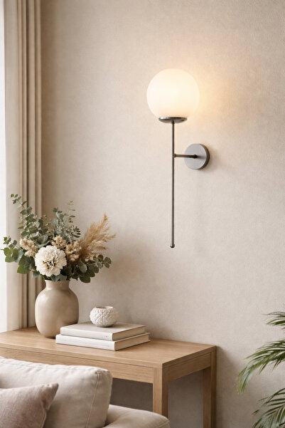 Ömür Avize Ayli̇n Gray Case Globe Glass Wall Lamp