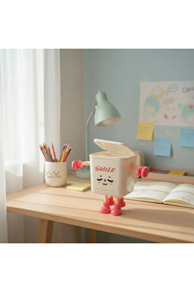 WOW Karakter Tasarımlı Mini Masaüstü Çöp Kutusu Kapaklı Sevimli Organizer