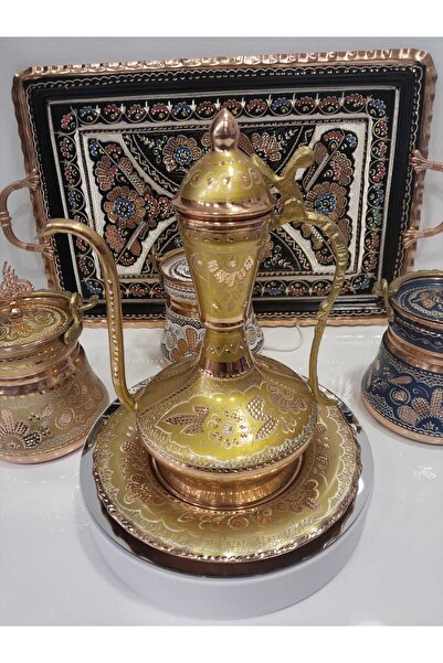 KARACA BAKIR İşlemeli Bakır İbrik-Dekoratif-Biblo Bakır İbrik Yükseklik 22cm