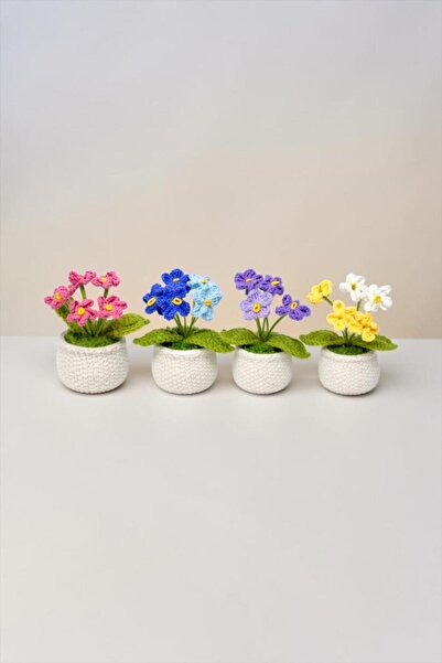 Bereketli Store Σετ 4 τεμαχίων πλεκτών λουλουδιών – Χειροποίητο διακοσμητικό ...