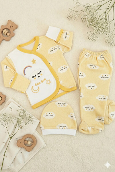 VaVbaby Newborn Baby Cloud Patterned 3-Piece Hospital Release-Baby Bodysuit S...