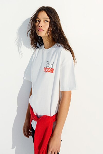 Bershka Oversize kısa kollu baskılı tişört