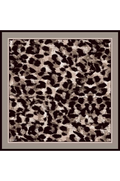 Leopar İpek Eşarp Vizon